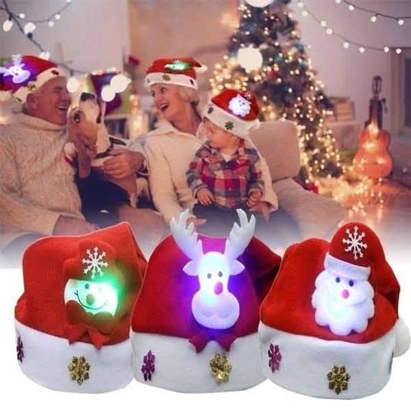 Luminous Christmas Hat Glowing Santa Claus, Snowman, Deer Christmas Hat DailySale