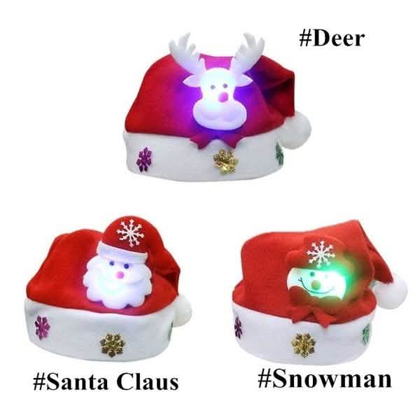 Luminous Christmas Hat Glowing Santa Claus, Snowman, Deer Christmas Hat DailySale