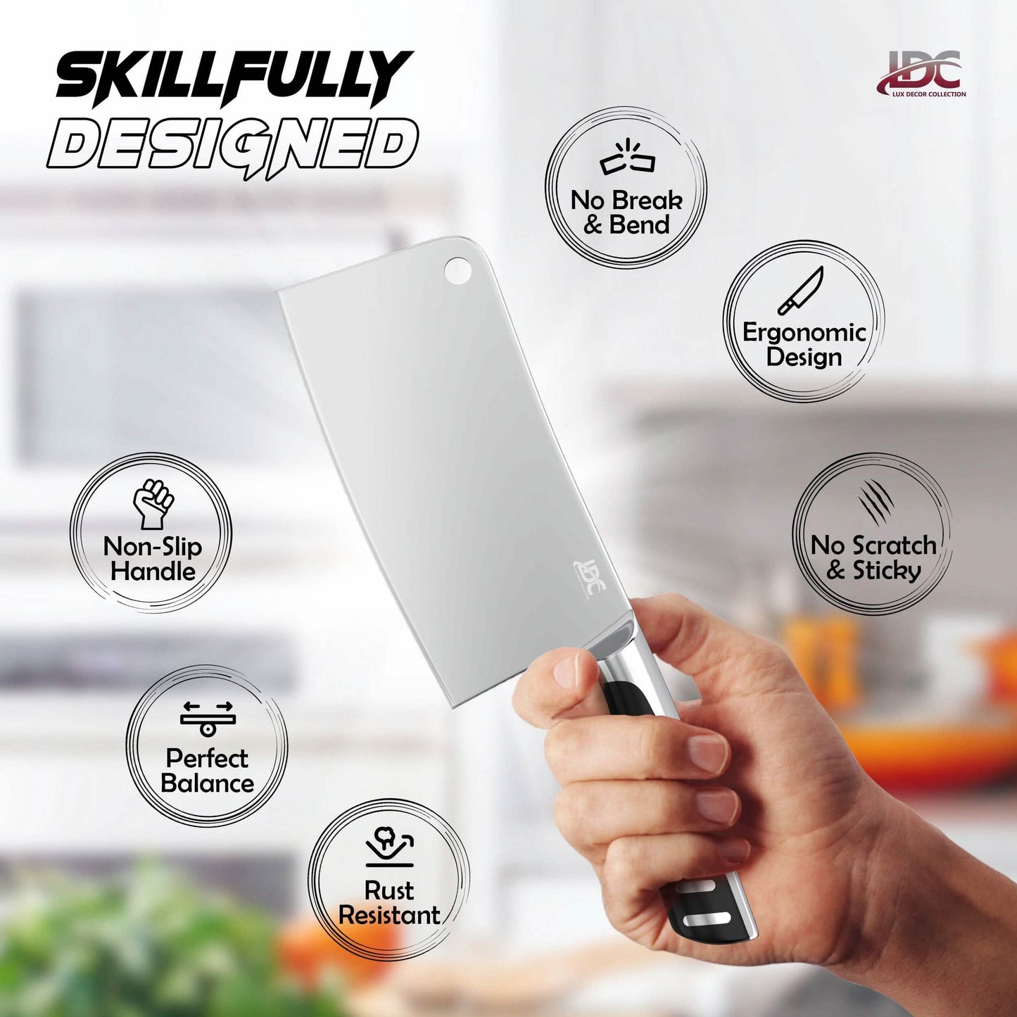 Lux Decor Collection Meat Cleaver 7 Inch Sharp Butcher Knife Heavy Futy Chopper DailySale