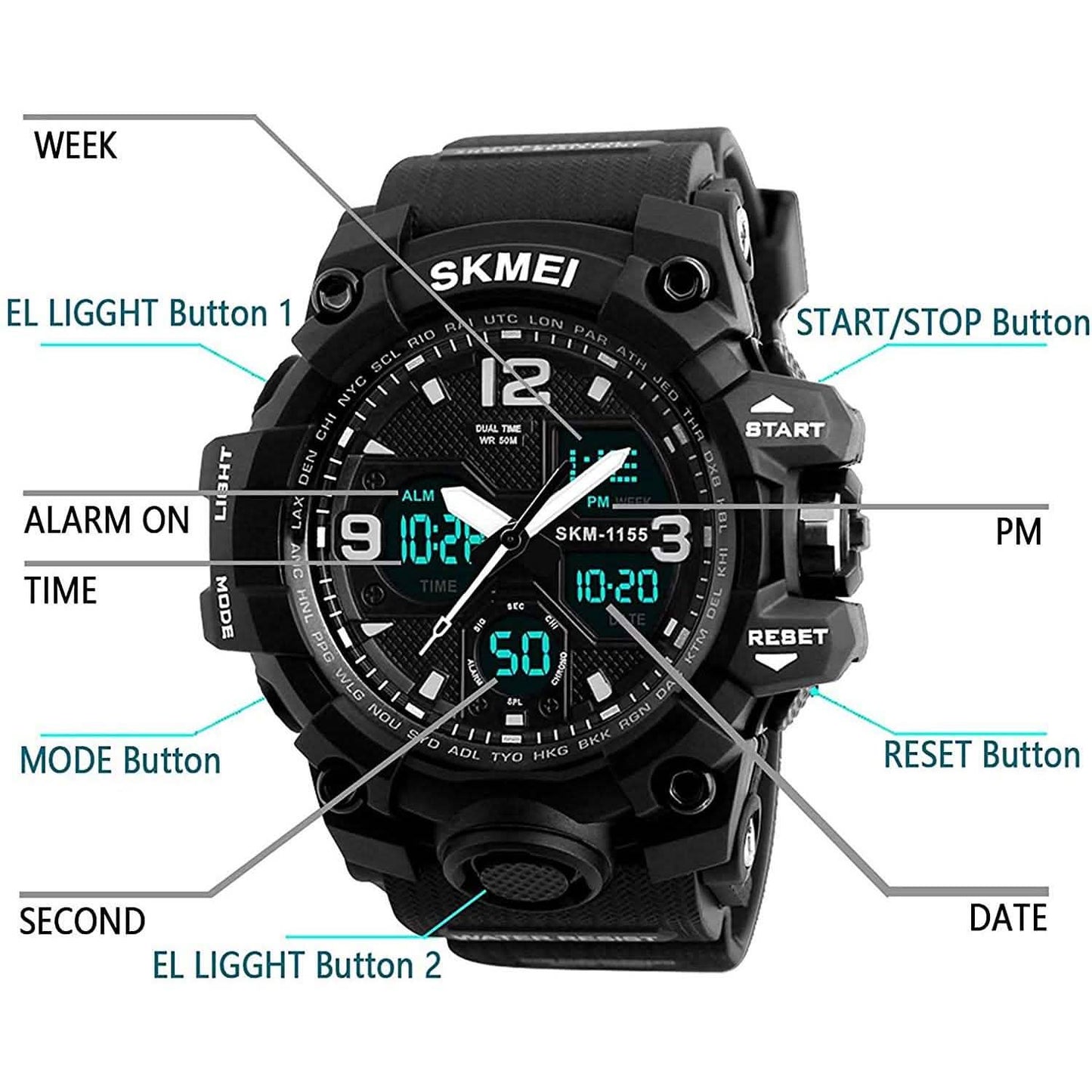 LYMFHCH Large Dual Dial Time Outdoor Army Wrist Watch Tactical DailySale