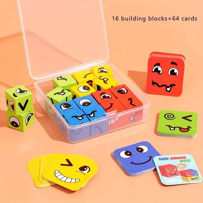 Magic Face-Changing Wooden Cube Building Blocks Set DailySale