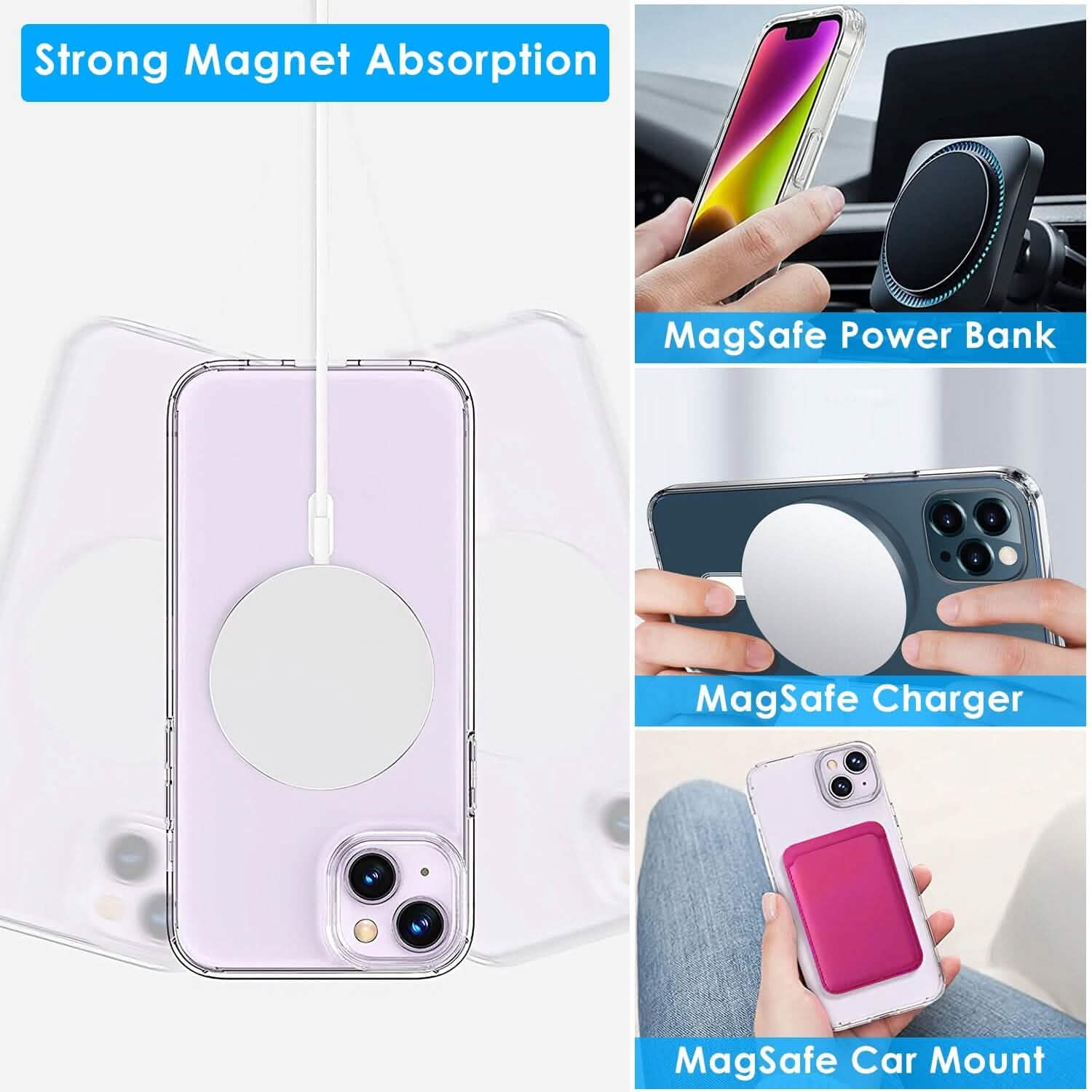 Magnetic Clear Phone Case Shockproof  Transparent Phone Cover DailySale