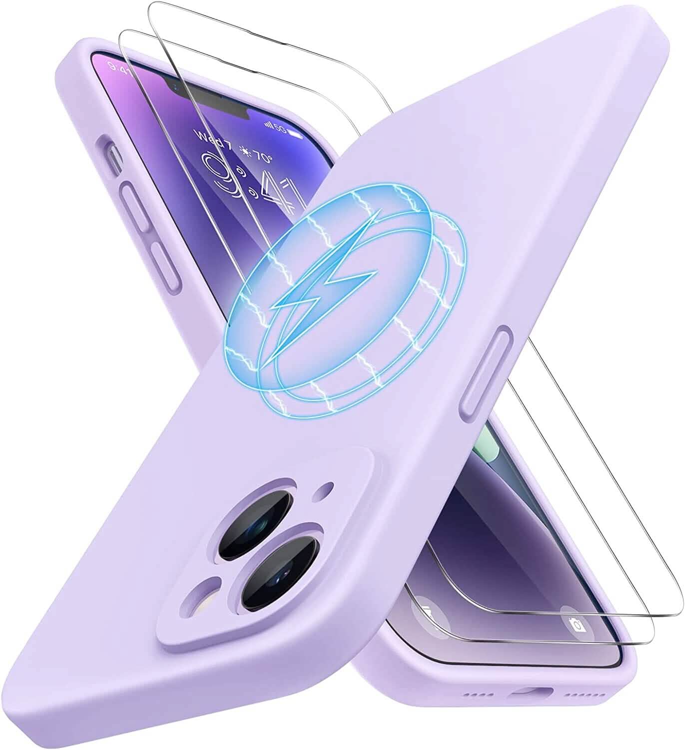 Magnetic MagSafe Case for iPhone 14 Plus with Glass Screen Protector, Silicone Case 6.7 inch DailySale