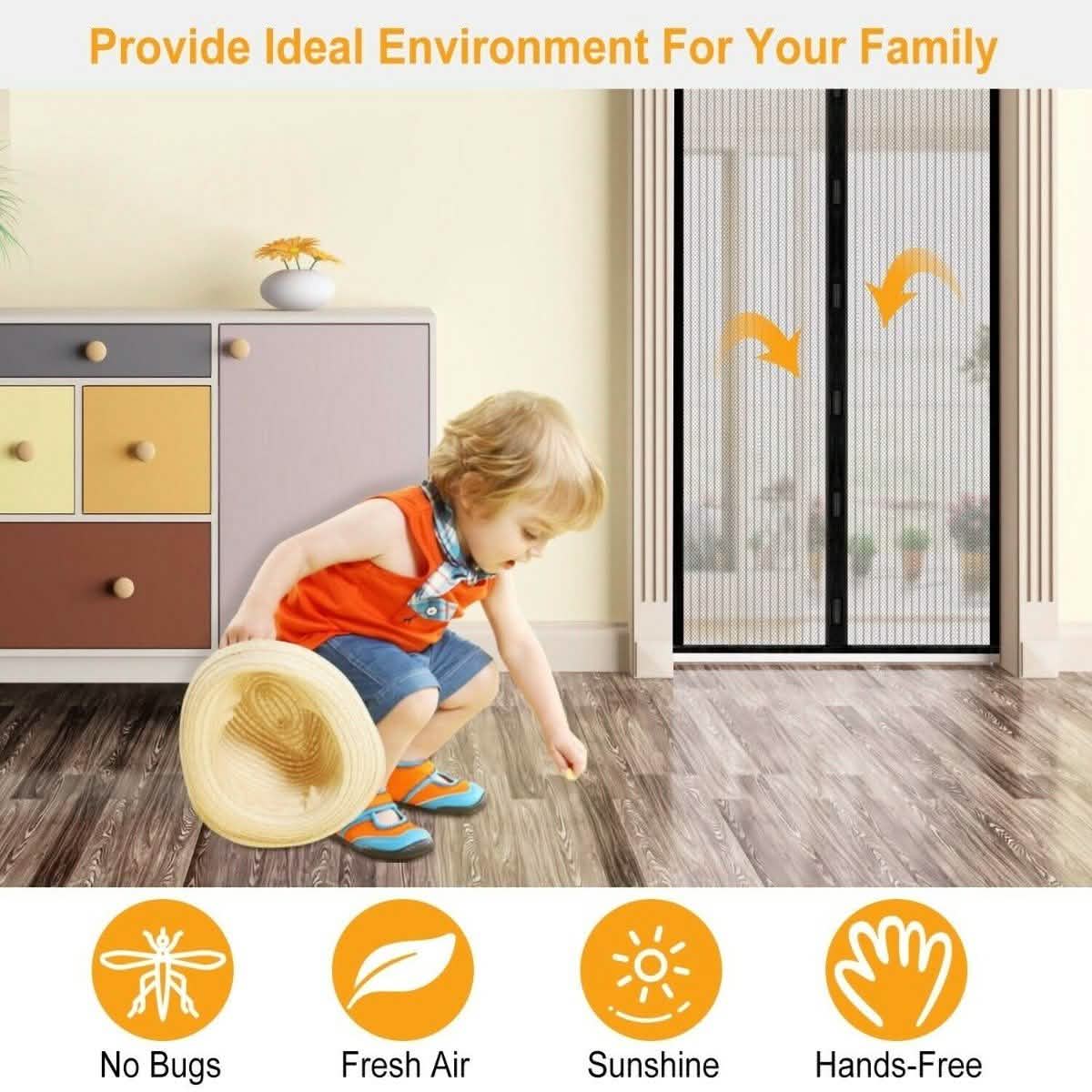 Magnetic Screen Door Hand-Free Mosquito Screen Door Net DailySale