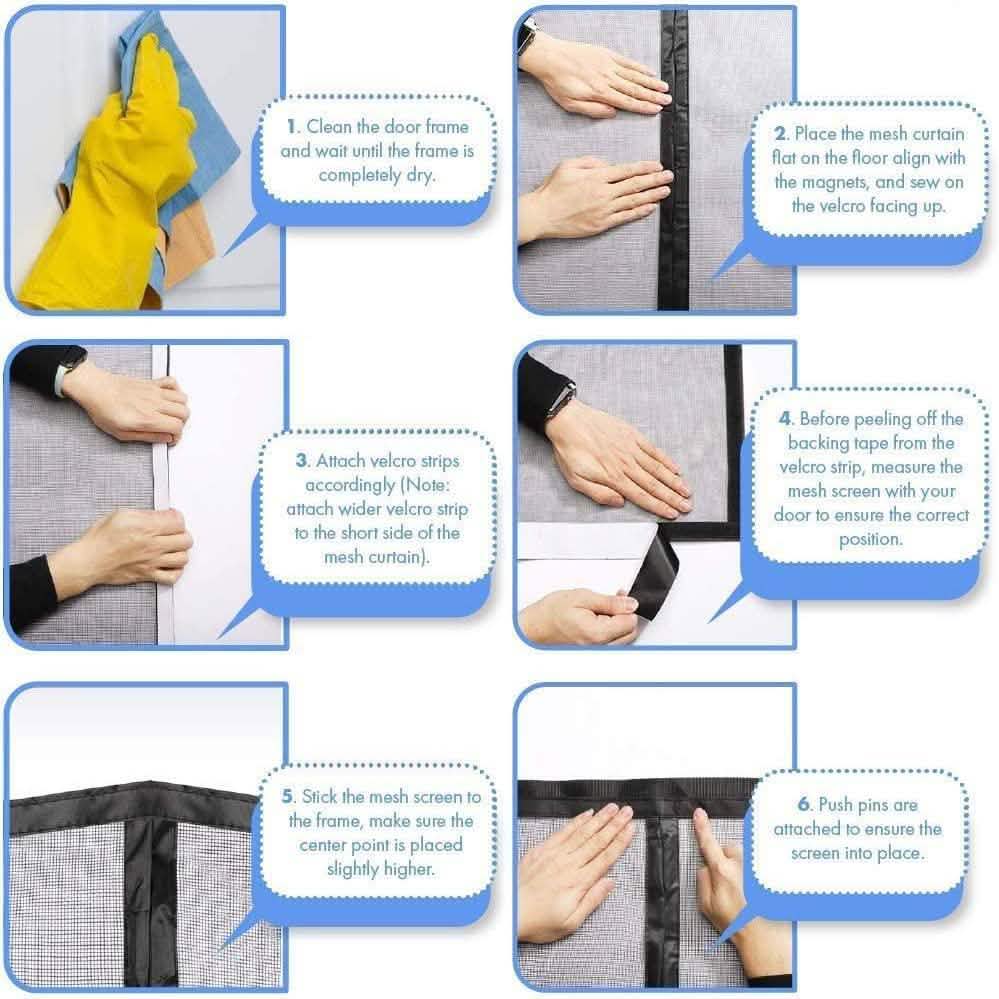 Magnetic Screen Door With Durable Fiberglass Mosquito Mesh Curtain DailySale