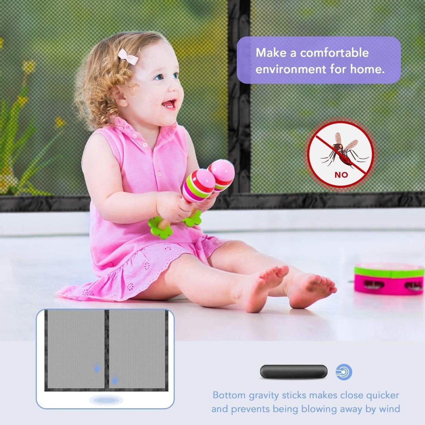 Magnetic Screen Door With Durable Fiberglass Mosquito Mesh Curtain DailySale