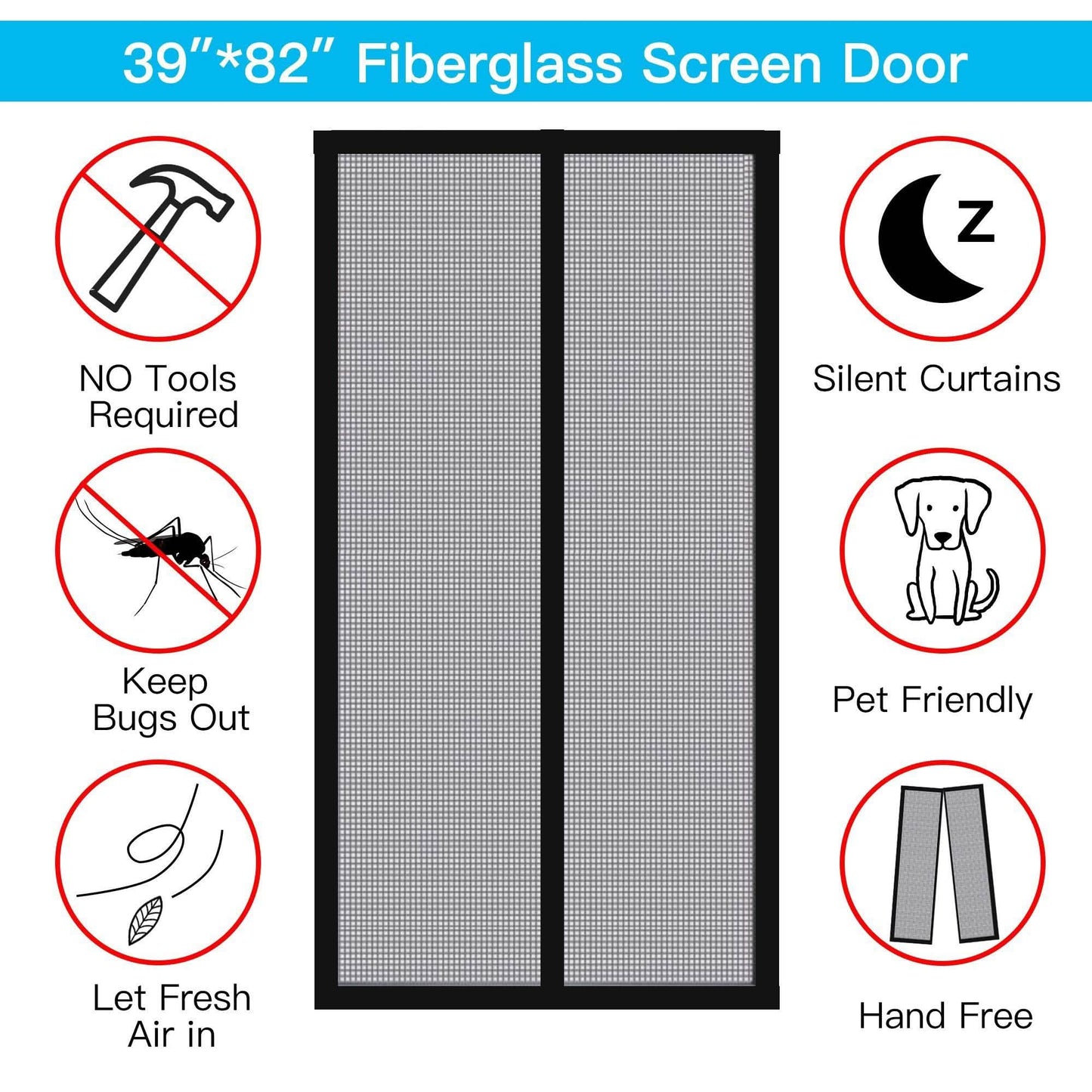 Magnetic Screen Door With Durable Fiberglass Mosquito Mesh Curtain DailySale