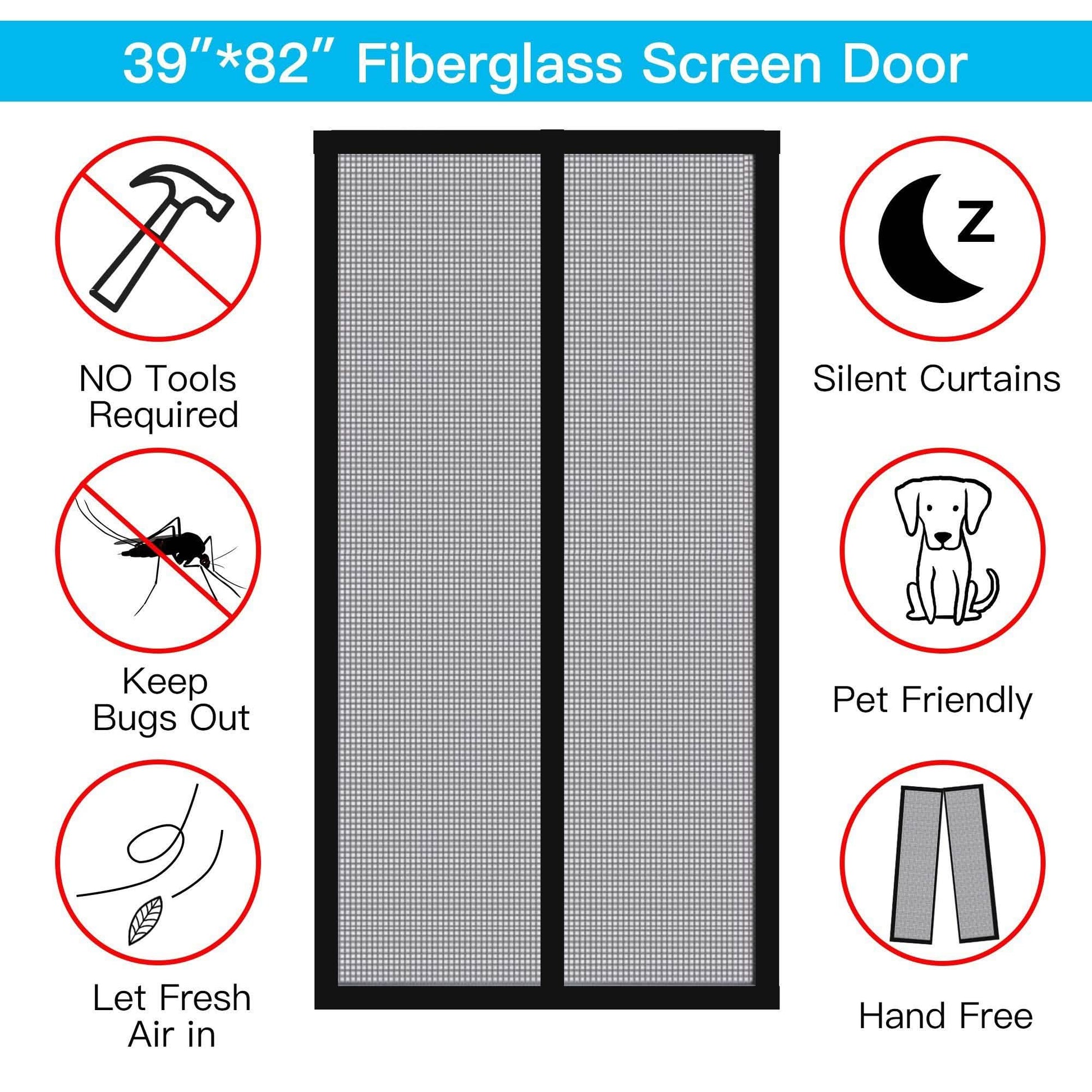 Magnetic Screen Door With Durable Fiberglass Mosquito Mesh Curtain DailySale