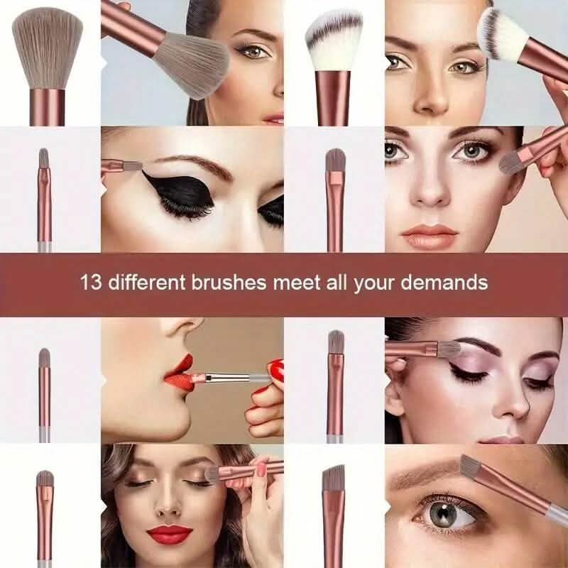 13-Piece: Professional Soft Fluffy Makeup Brush Set with Bag Case DailySale