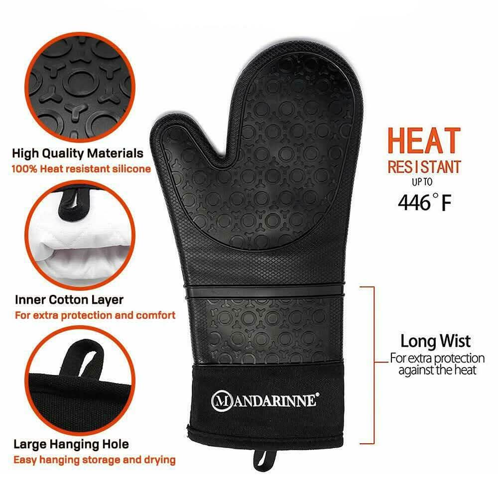 Mandarinne Silicone Oven Mitts and Apron Set DailySale