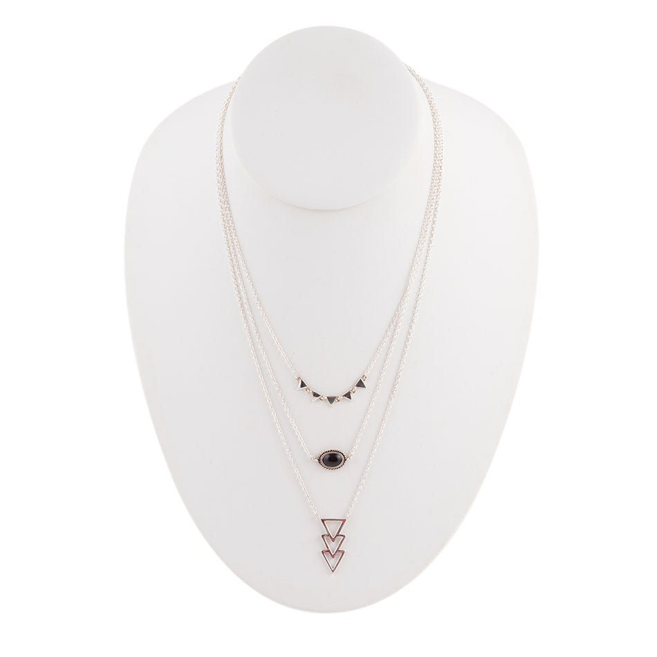 Marcasite and Onyx Sterling Silver Layered Necklace Barse Jewelry