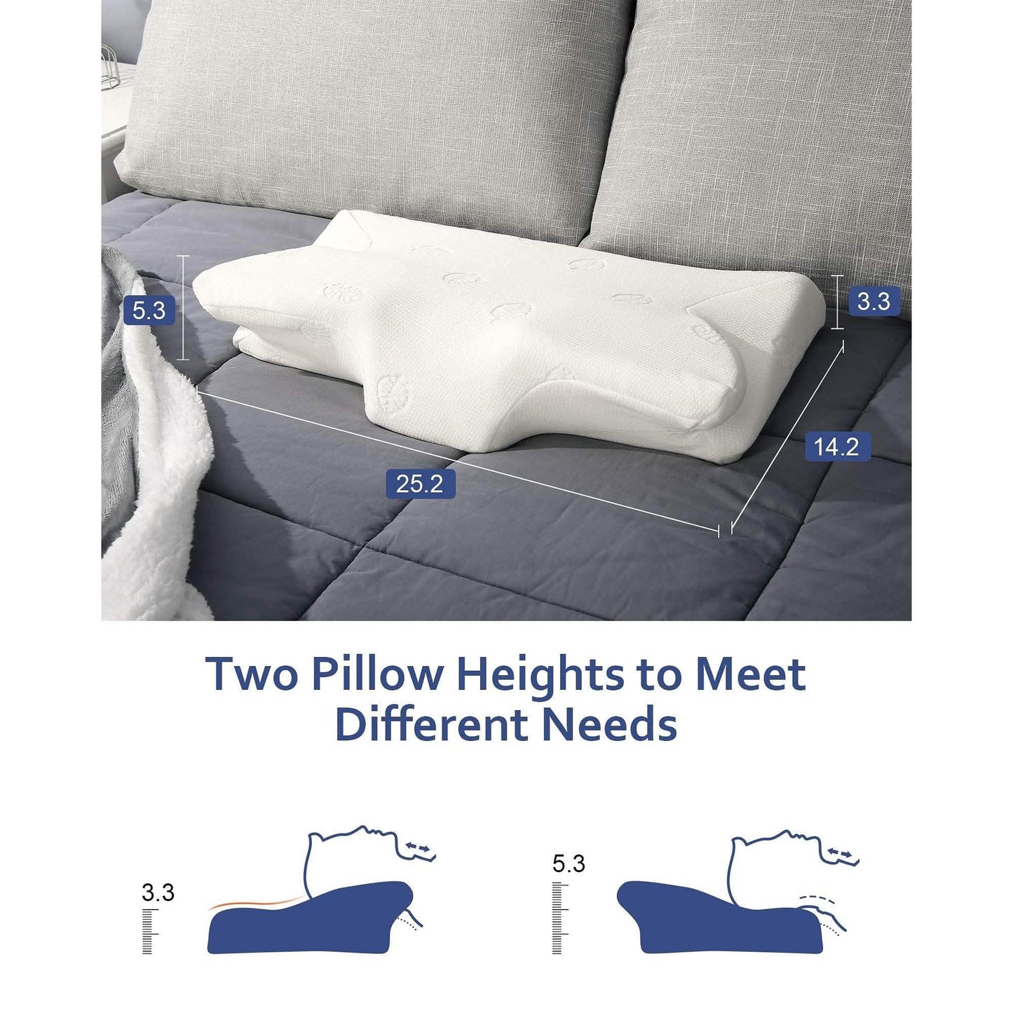 MARNUR Memory Foam Pillow for Neck Shoulder Pain Queen Size Wing Shape Design DailySale