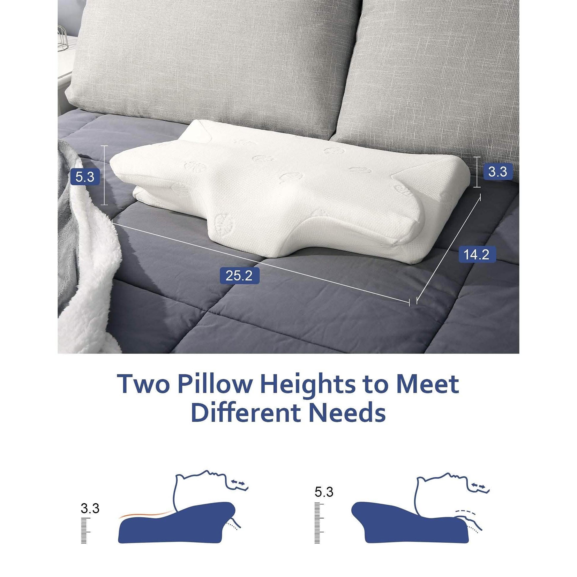 MARNUR Memory Foam Pillow for Neck Shoulder Pain Queen Size Wing Shape Design DailySale