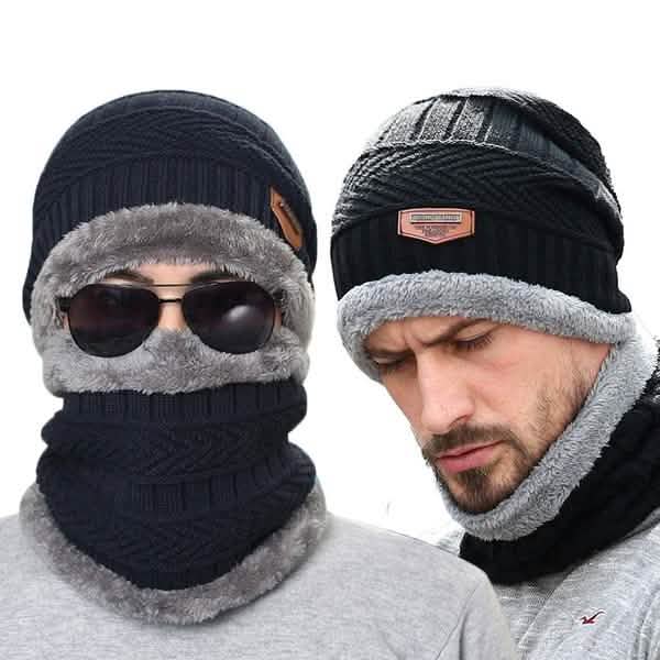Men And Women Knitted Winter Scarf & Hat Fleece Lined Bonnet Beanies DailySale