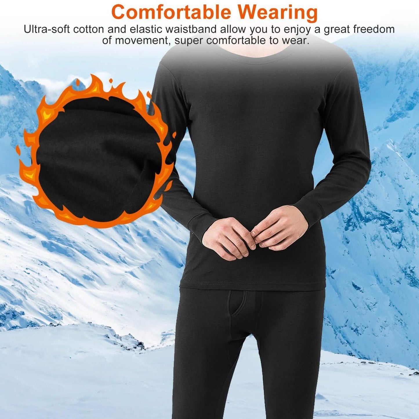 Men Thermal Underwear Set - Long Johns Pants and Long Sleeve DailySale