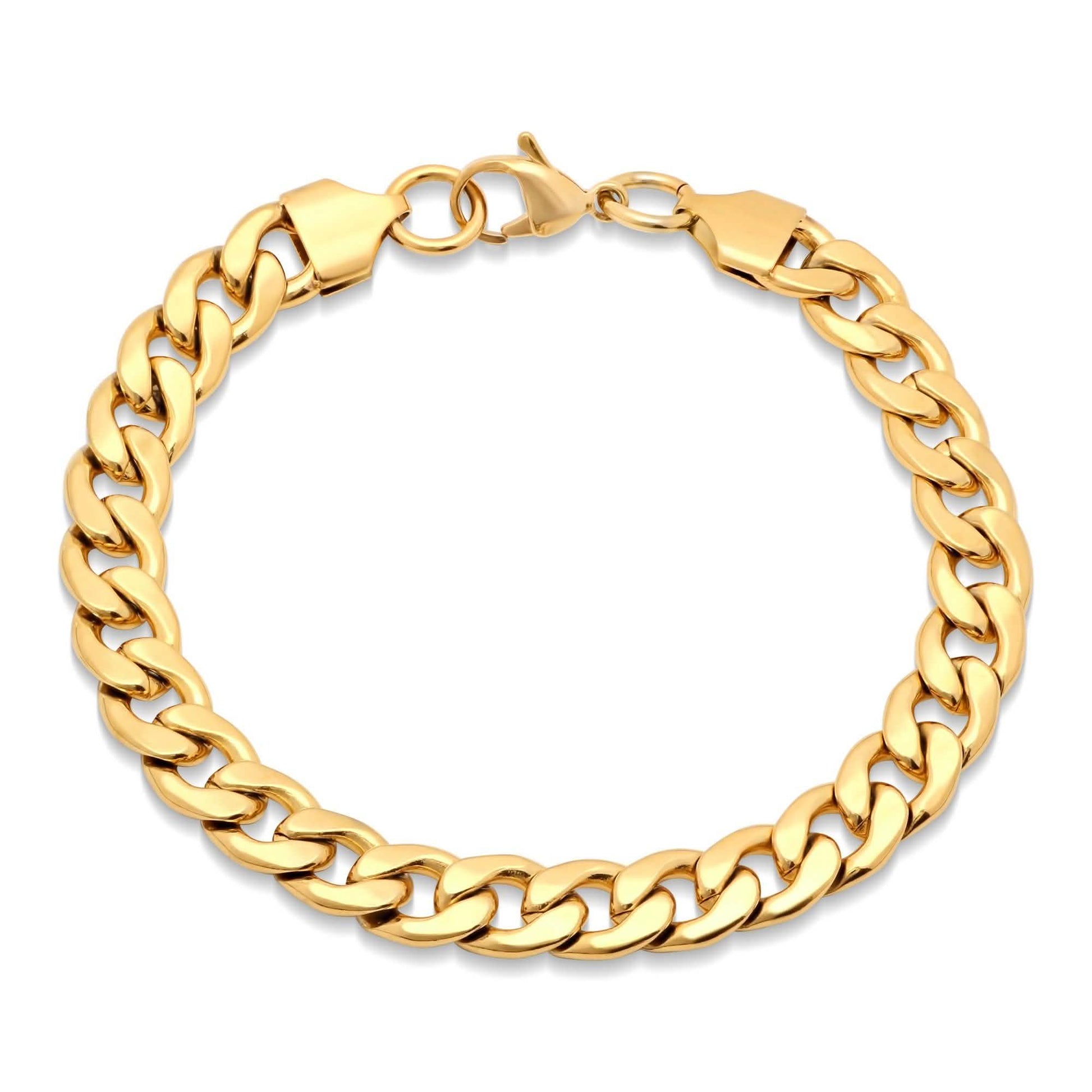 Men's 18k Gold Plated Stainless Steel Cuban Link Chain Bracelet and Necklace Set DailySale