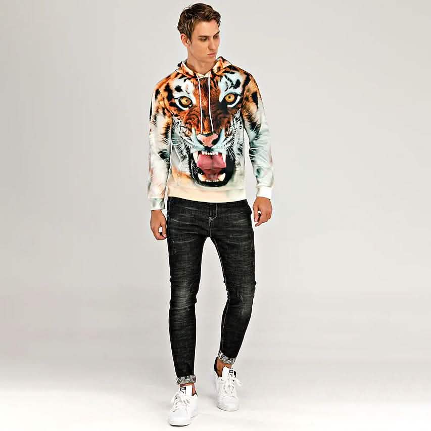 Men's Animal Patterned 3D Tiger Hoodie DailySale