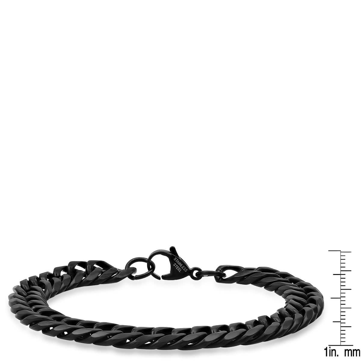 Men's Black IP Stainless Steel Cuban Link Chain Bracelet DailySale