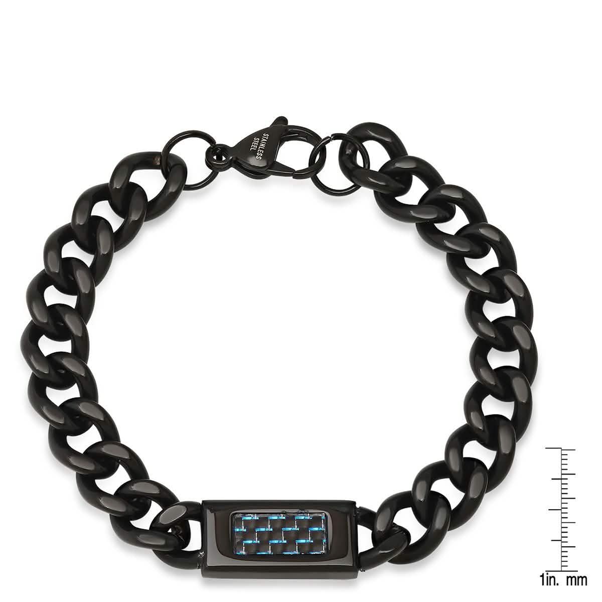 Men's Black IP Stainless Steel Cuban Link Chain ID Bracelet DailySale