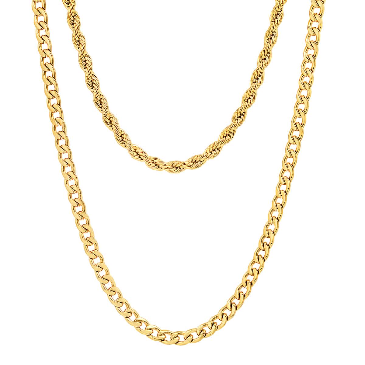 Men's Cuban and Rope Chain Double Row Necklace DailySale