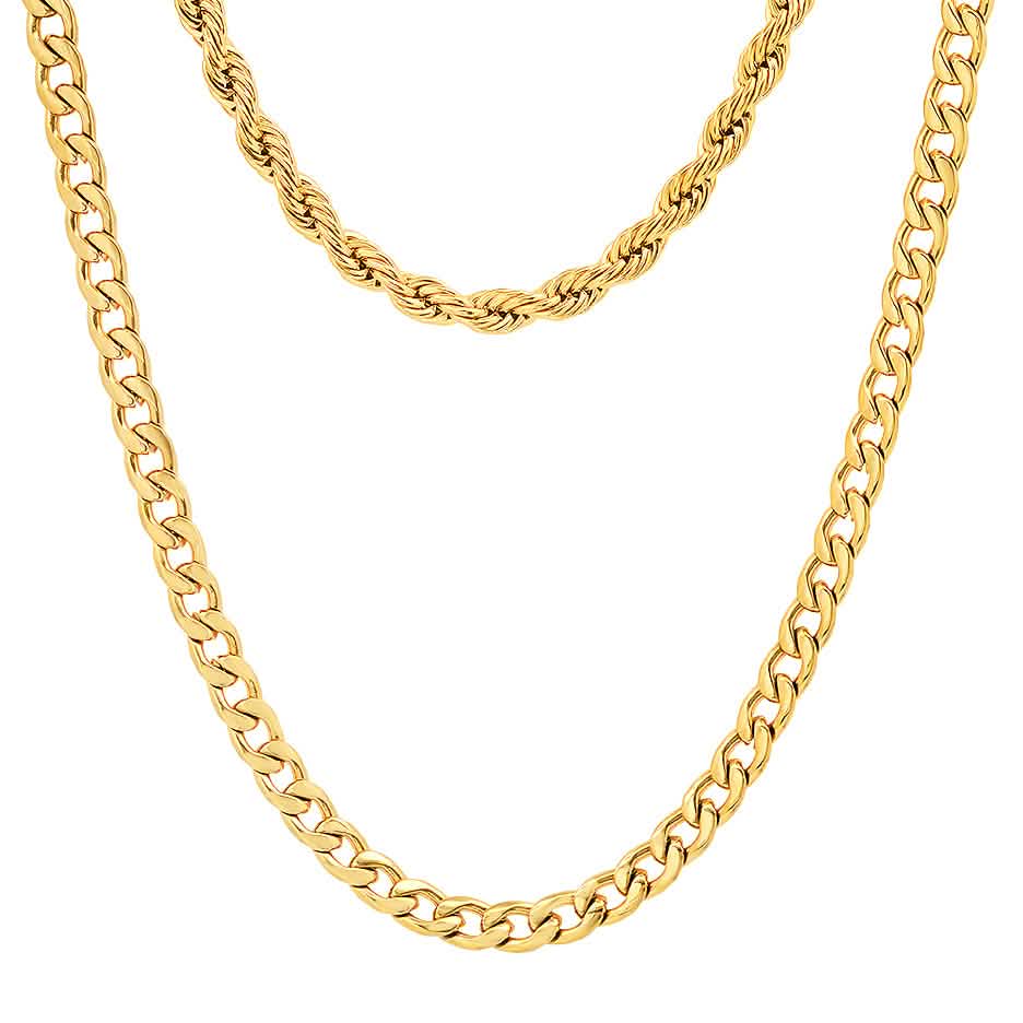Men's Cuban and Rope Chain Double Row Necklace DailySale
