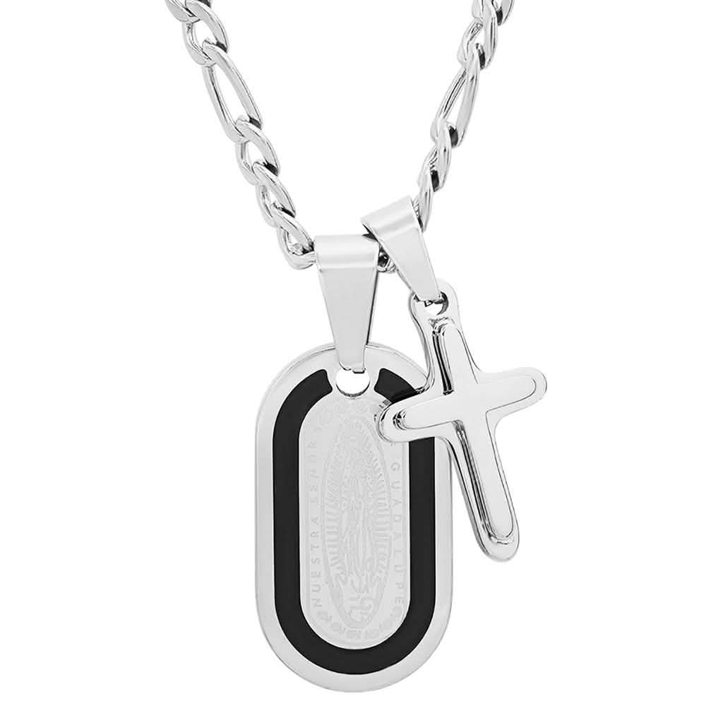 Men's Dog Tag Lady of Guadalupe And Cross Pendant DailySale