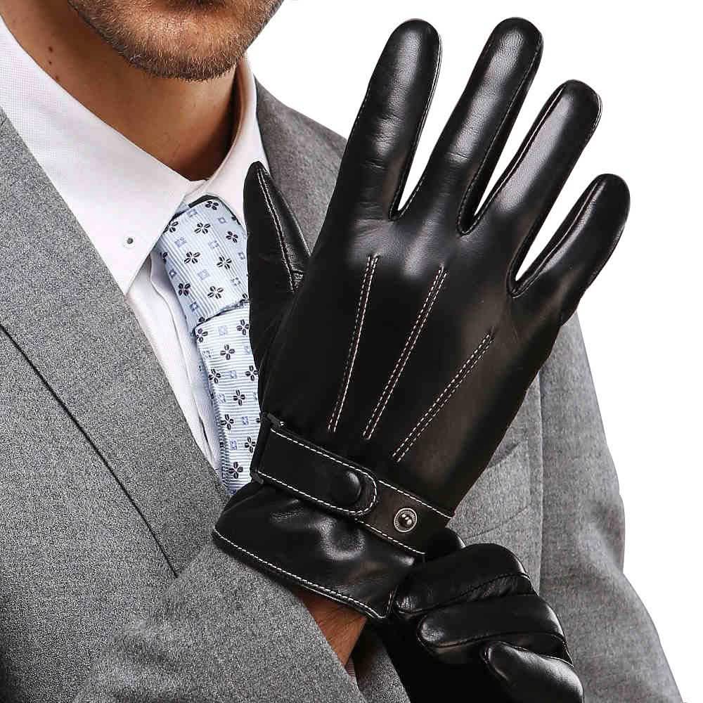 Men's Faux Leather Touchscreen Gloves - Black DailySale