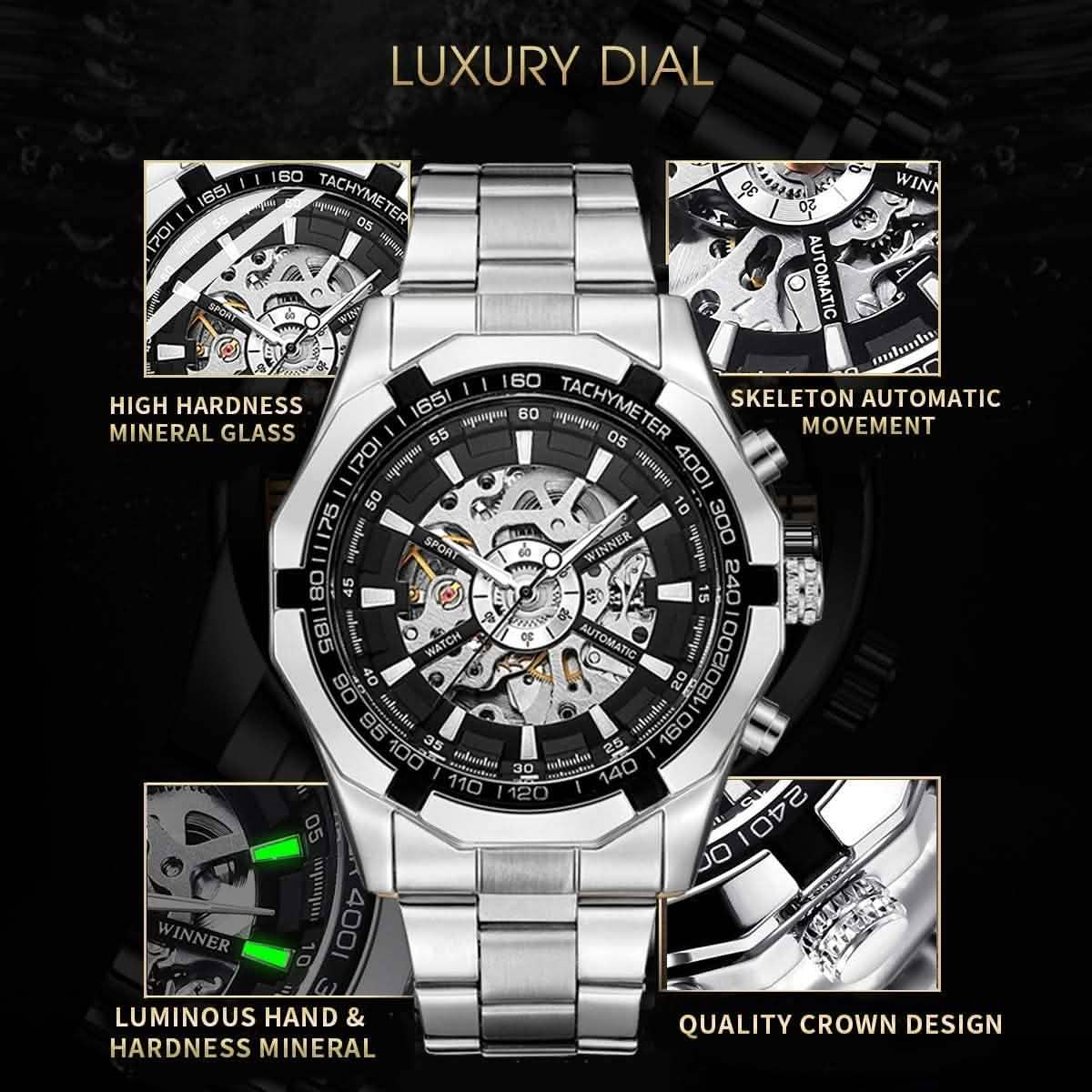 Mens Mechanical Skeleton Automatic Dial Wristwatch DailySale