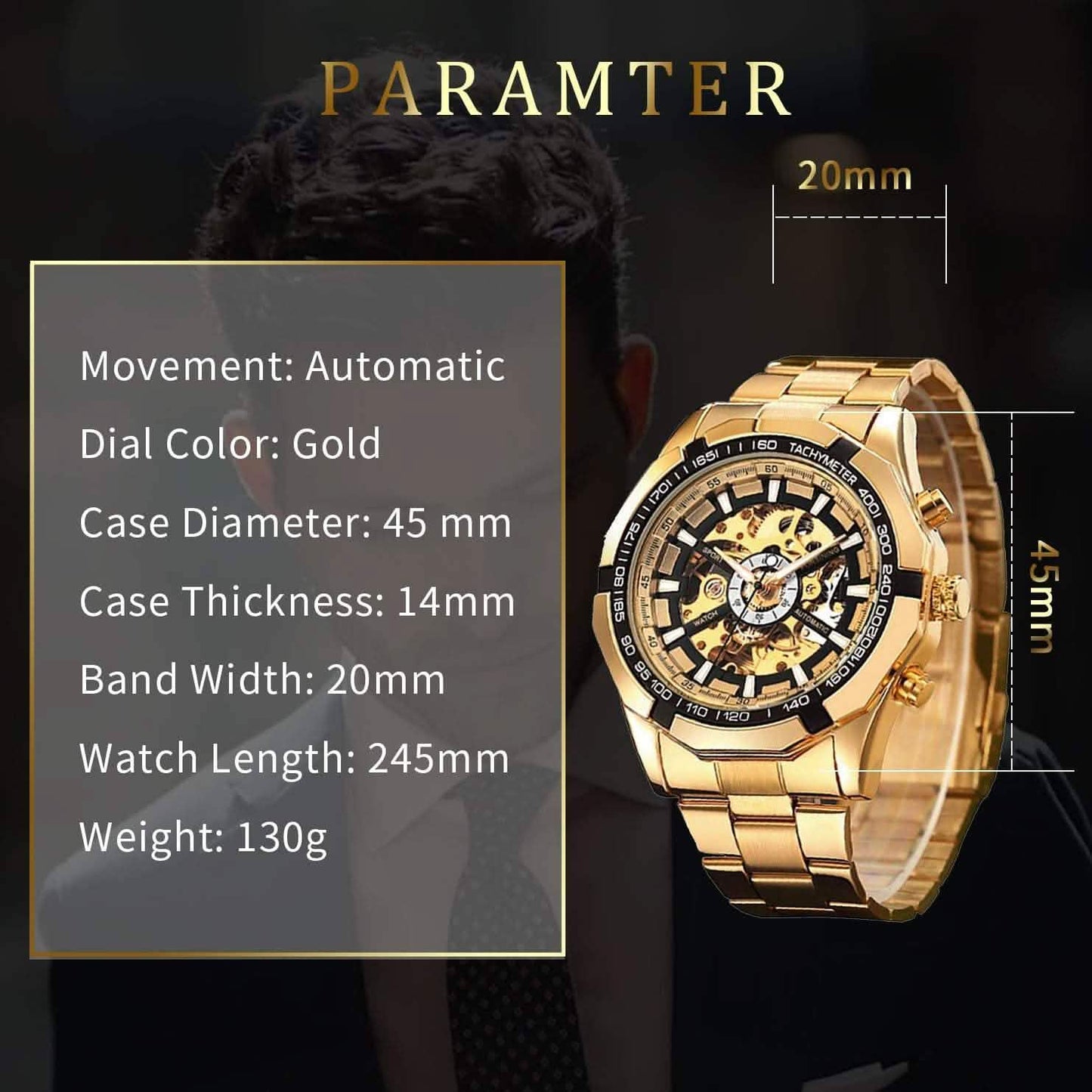 Mens Mechanical Skeleton Automatic Dial Wristwatch DailySale
