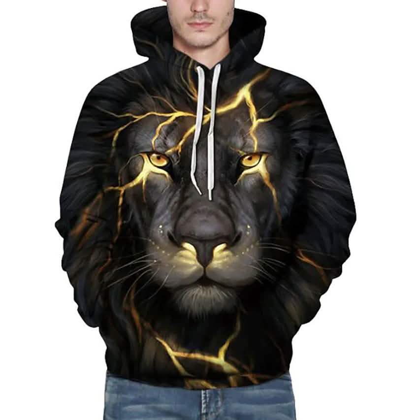 Men's Plus Size 3D Lion Animal Print Hoodie Sweatshirt DailySale