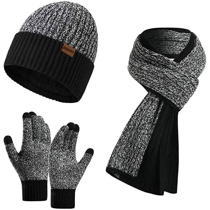 Men's Scarf and Beanie Hat Themal Gloves Set DailySale
