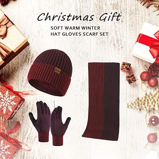 Men's Scarf and Beanie Hat Themal Gloves Set DailySale