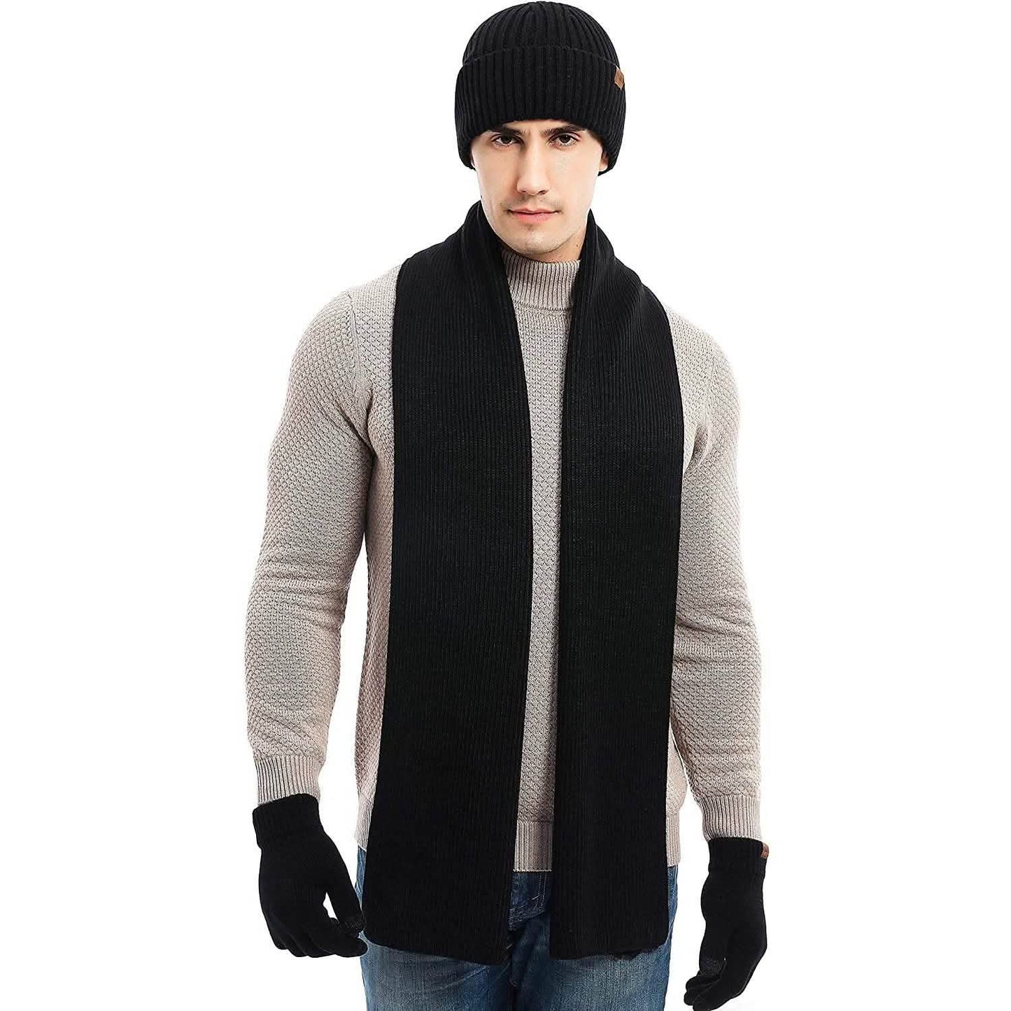 Men's Scaves and Beanie Hat Themal Gloves Set DailySale