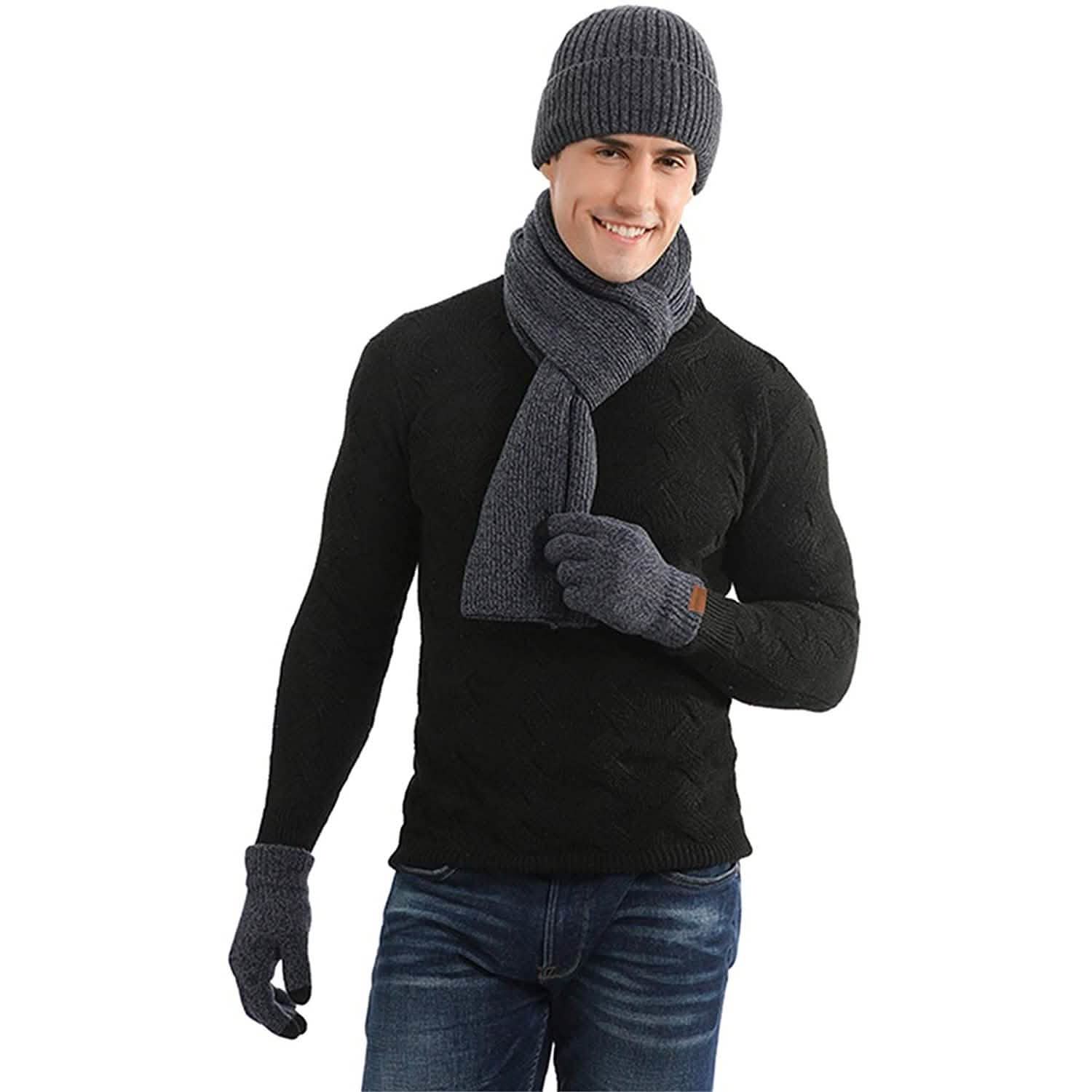 Men's Scaves and Beanie Hat Themal Gloves Set DailySale