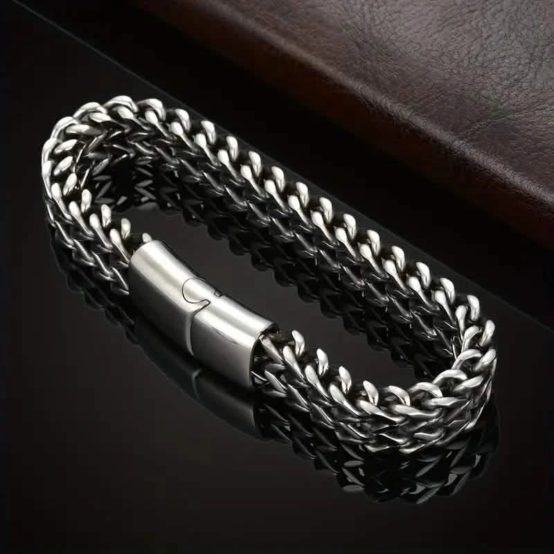 Men's Stainless Steel Braided Bracelet with Magnetic Clasp DailySale