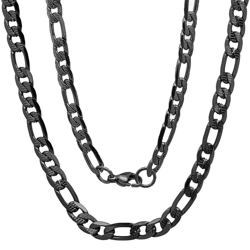 Men's Stainless Steel Diamond Cut Figaro Necklace by Steeltime DailySale