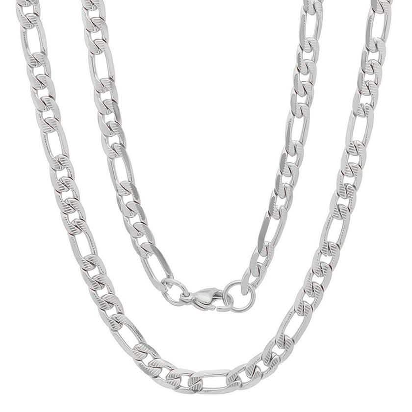 Men's Stainless Steel Diamond Cut Figaro Necklace by Steeltime DailySale