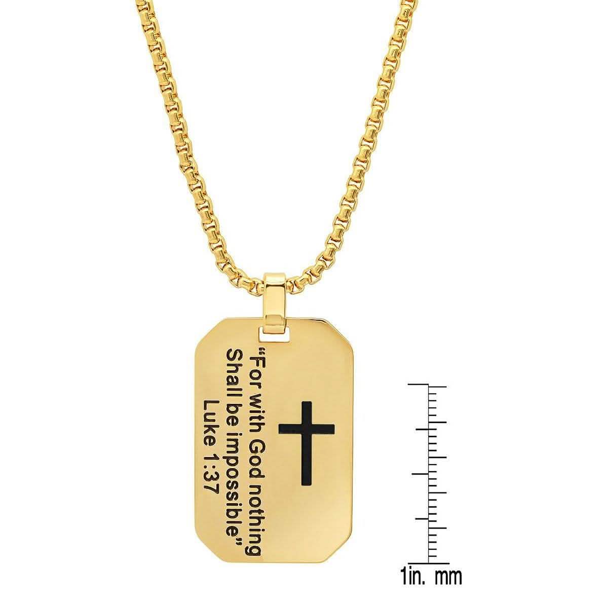 Men's Stainless Steel "For with God nothing Shall be Impossible" Dog Tag Pendant DailySale