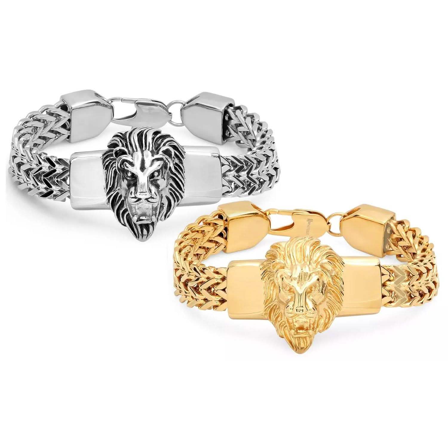 Men's Stainless Steel Lion Head Box Chain Bracelet DailySale