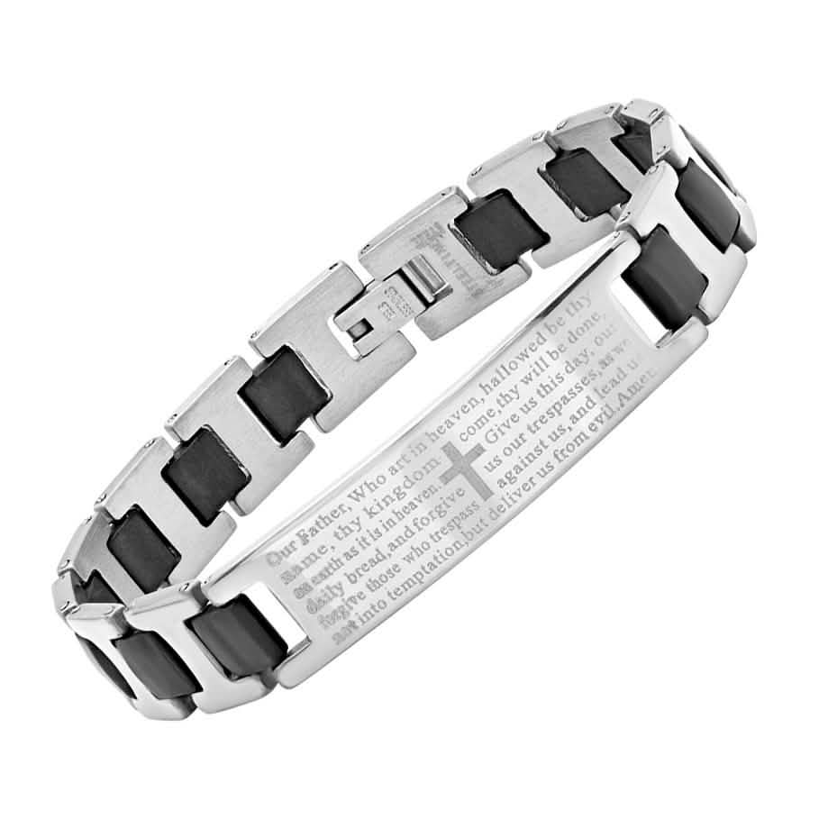 Men's Stainless Steel Our Father Prayer Link Bracelet DailySale