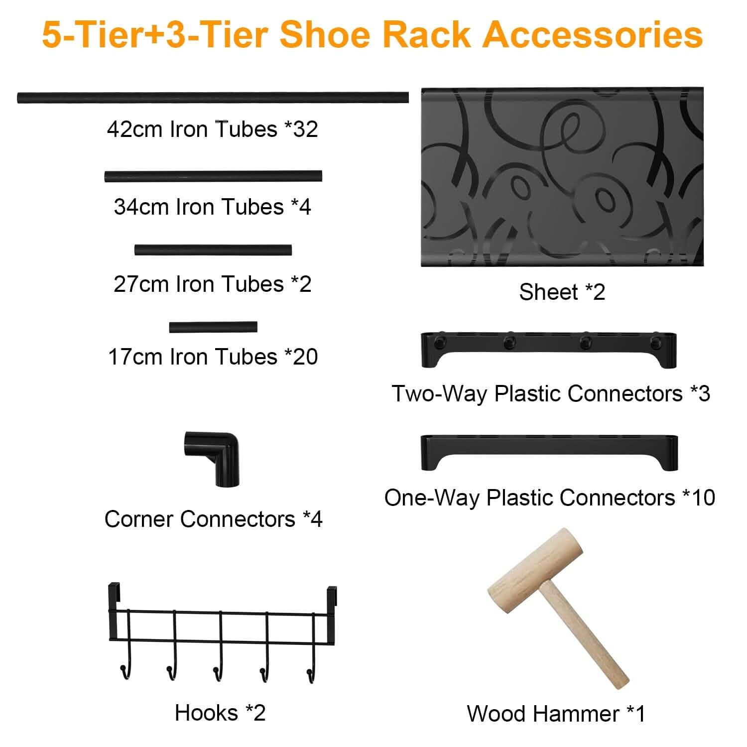 Metal Shoe Storage Shelf Free Standing Shoe Stand with 2 Row Hooks DailySale