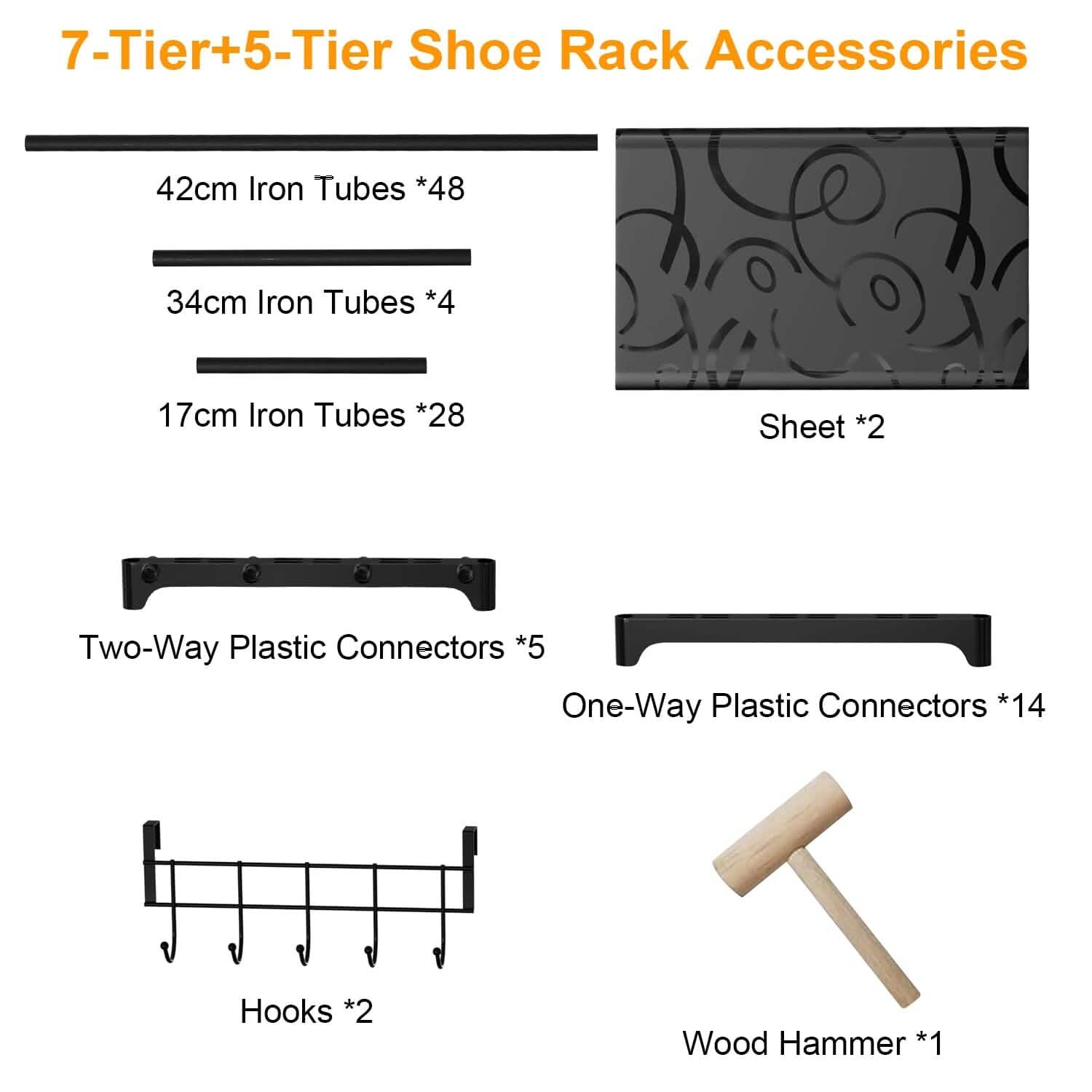 Metal Shoe Storage Shelf Free Standing Shoe Stand with 2 Row Hooks DailySale