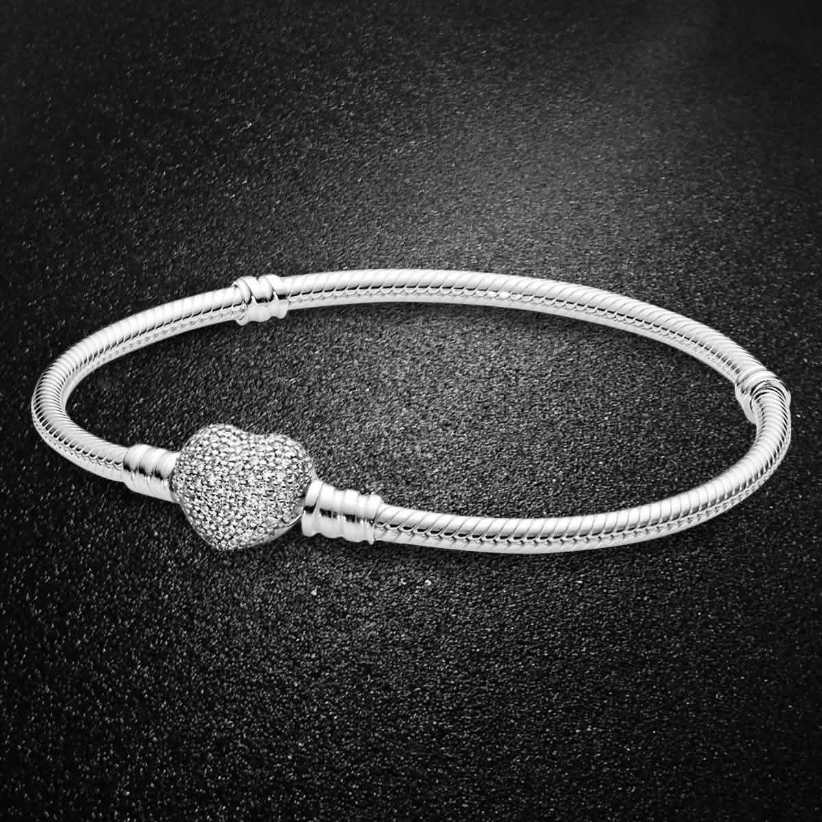 Micro Pave Crystal Heart Charm Bracelet DailySale