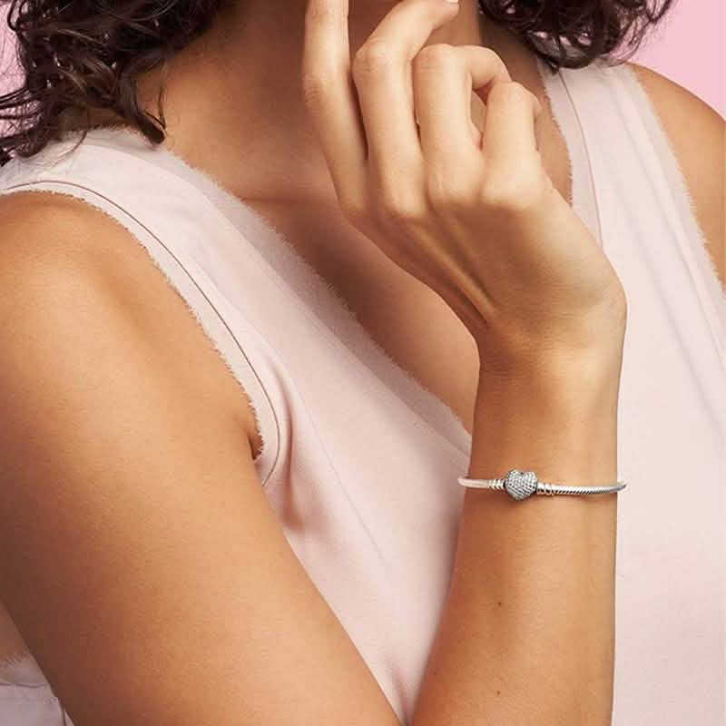 Micro Pave Crystal Heart Charm Bracelet DailySale