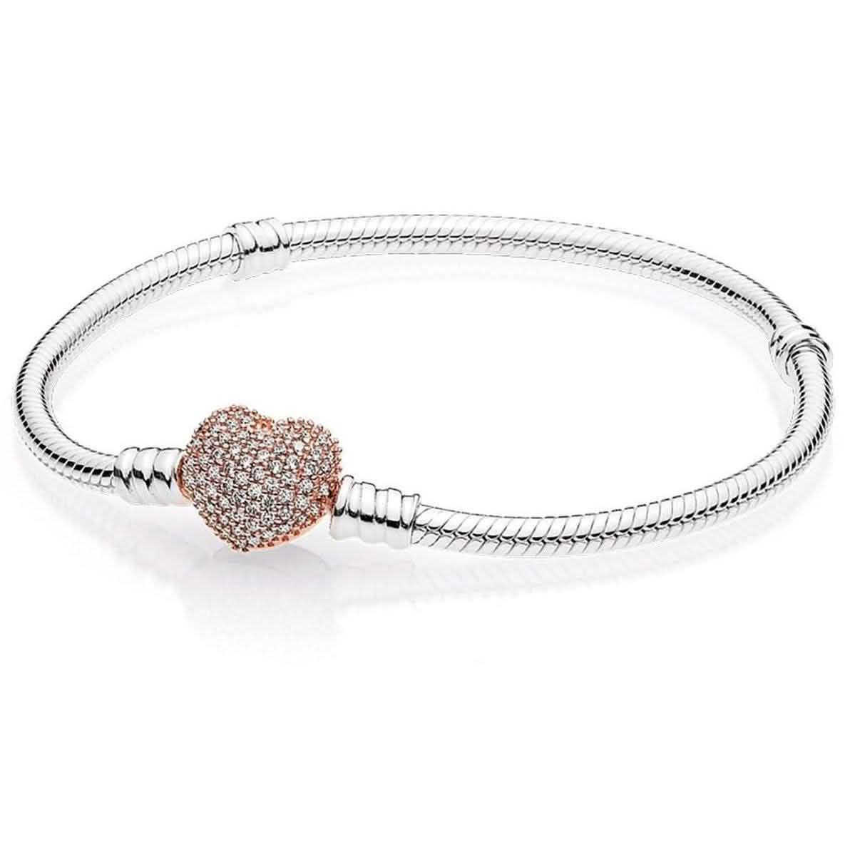 Micro Pave Rose Gold Crystal Heart Charm Bracelet DailySale