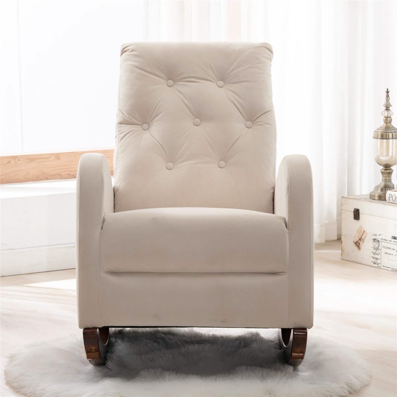 Mid-Century Modern Nursery Rocking Chair Armchair DailySale