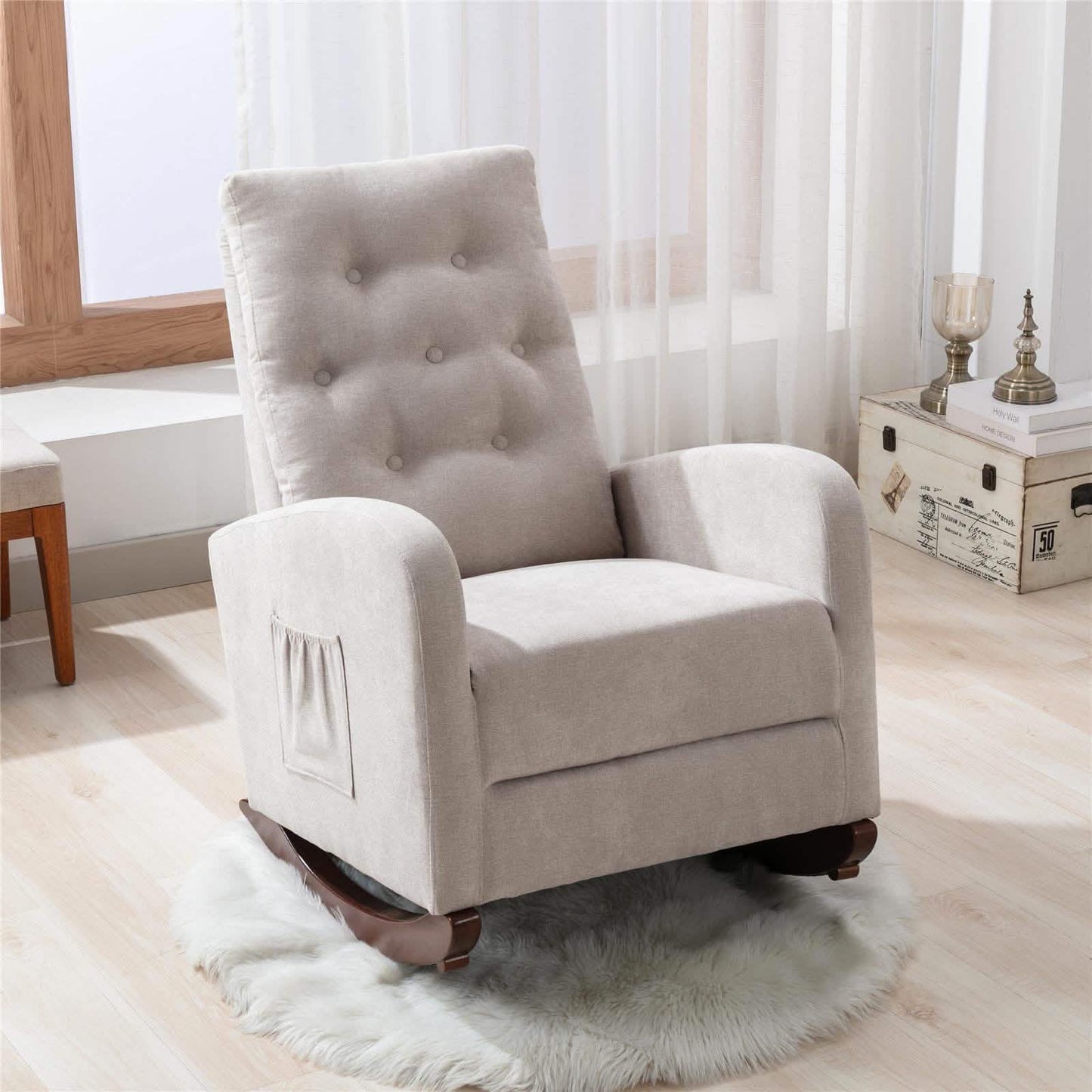 Mid-Century Modern Nursery Rocking Chair Armchair DailySale