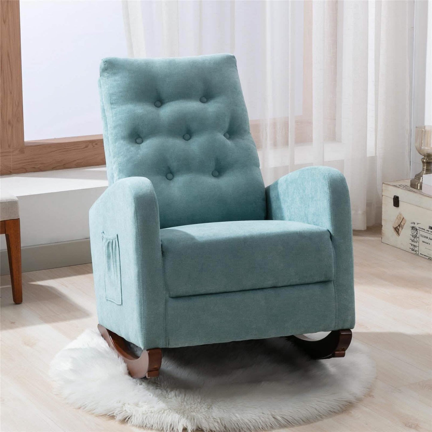 Mid-Century Modern Nursery Rocking Chair Armchair DailySale