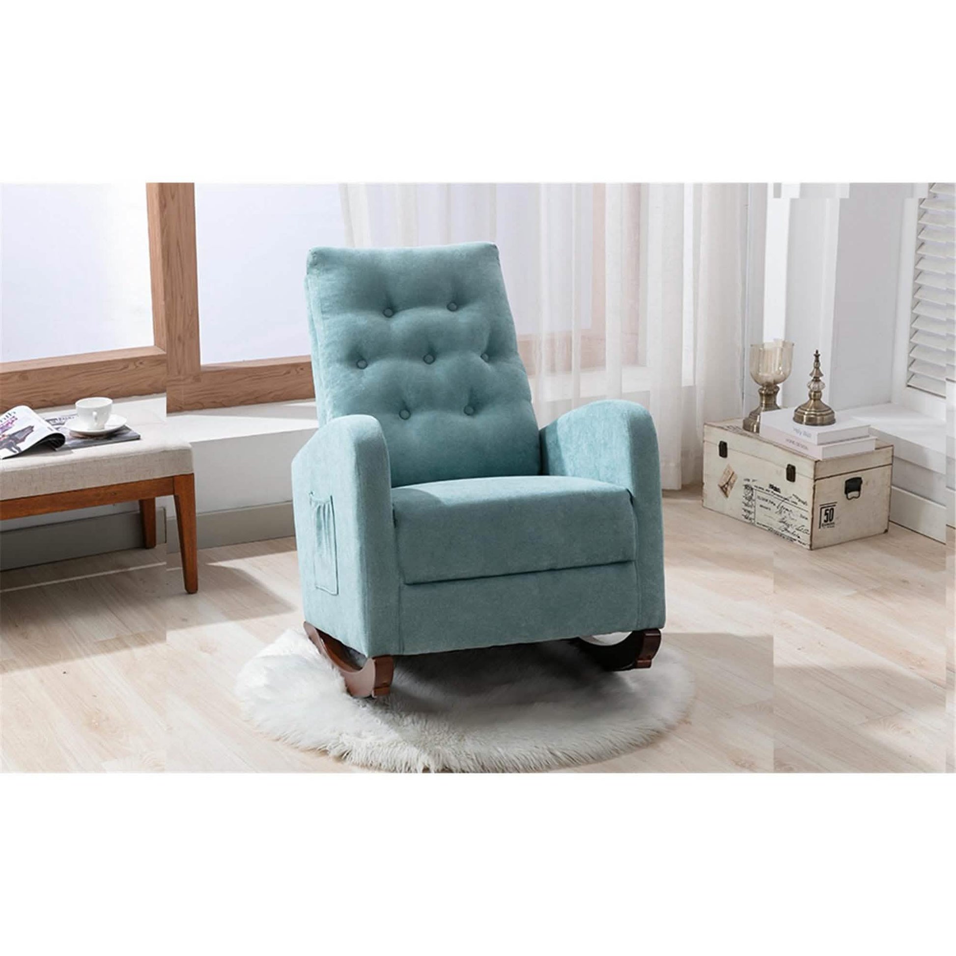 Mid-Century Modern Nursery Rocking Chair Armchair DailySale