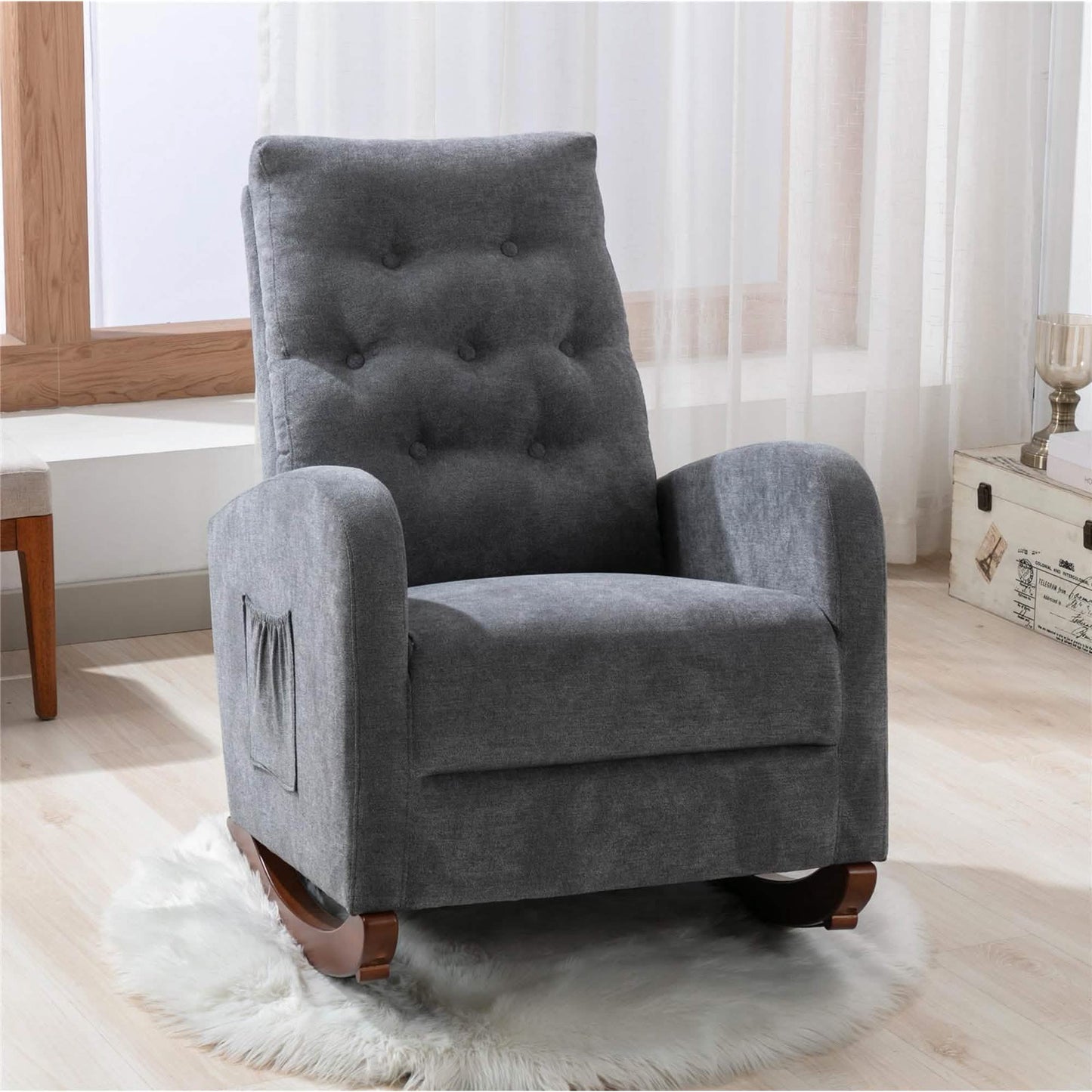 Mid-Century Modern Nursery Rocking Chair Armchair DailySale